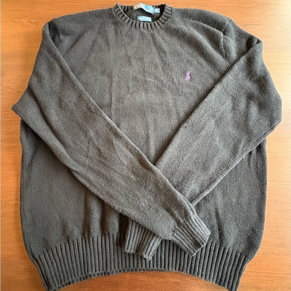 100% cotton polo Ralph Lauren Mens black Heavy Crew Neck Sweater XXL classic